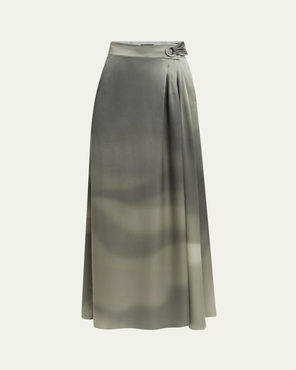 Ombre Silk Maxi Wrap Skirt